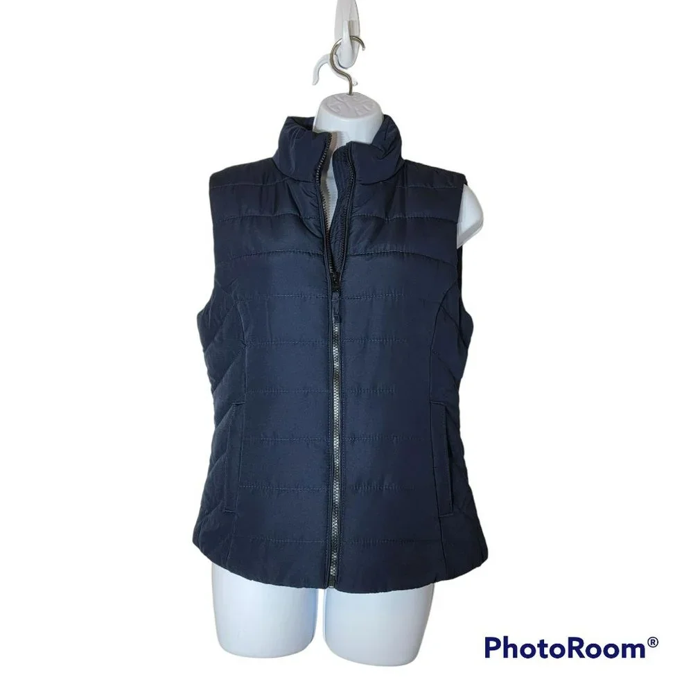 Areopostale Women's Navy Quilted Puffer Vest Size Med EUC - Picture 1 of 4